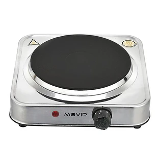 Muvip MV0644 Cocina Electrica de 1 Placa 1500W - Acero Inoxidable - 5 Niveles de Potencia - Termostato con Sistema de Seguridad