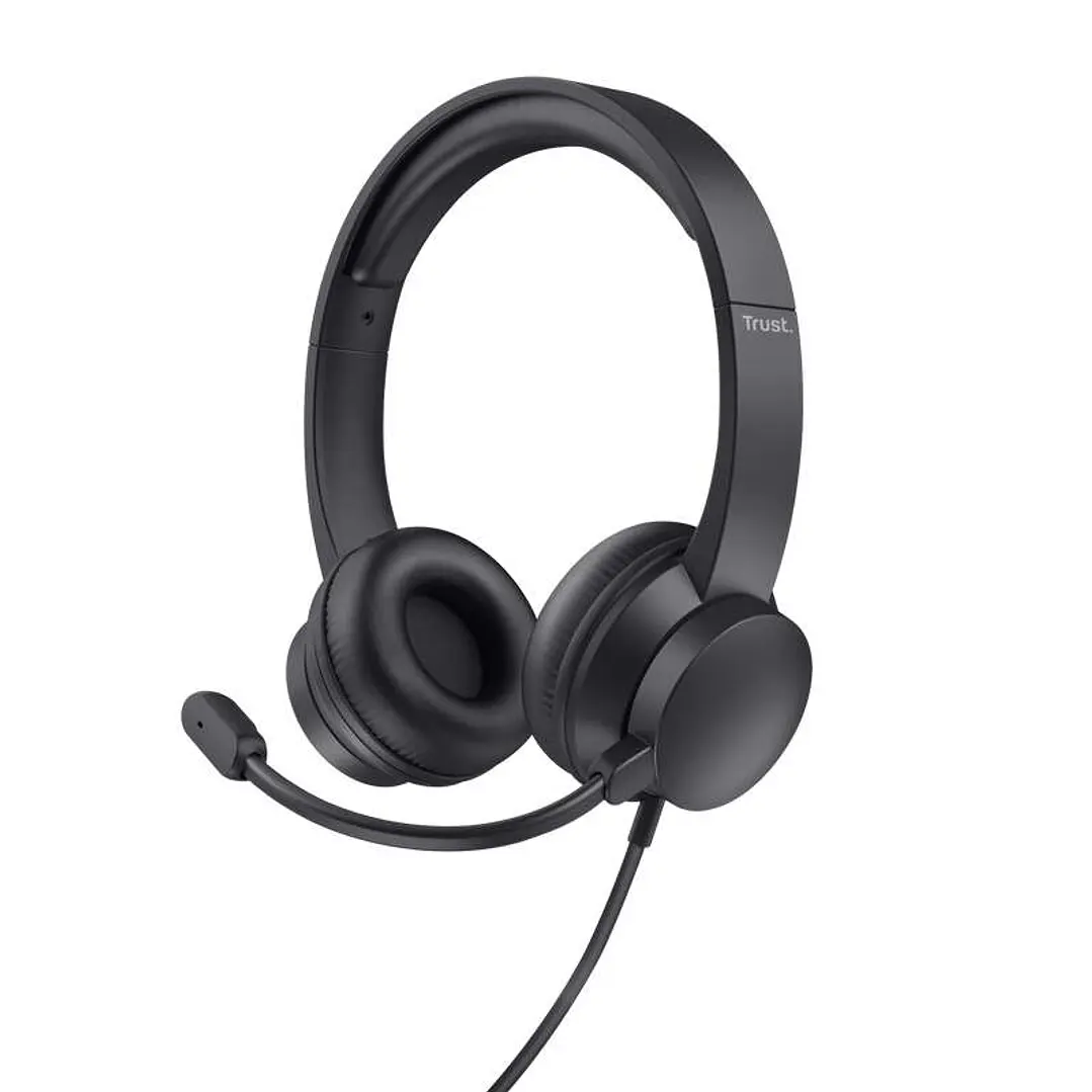 Trust Ayda Auriculares con Microfono - Diadema Ajustable - Almohadillas Acolchadas - Control de Volumen en Auricular - Cable de 1.80m - Color Negro 1