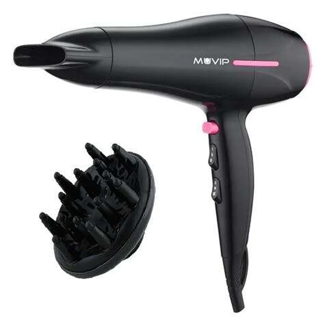 Muvip Secador de Pelo 2200W - Motor DC - 2 Velocidades y 3 Temperaturas - Boton Aire Frio - Gancho para Colgar 1