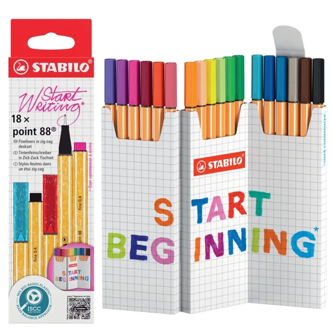 Stabilo Point 88 Pack de 18 Rotuladores de Punta de Fibra - Trazo de 0.4mm aprox. - Tinta con Base de Agua - Colores Surtidos 1