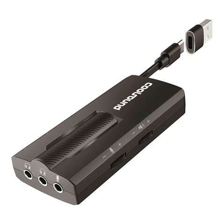 Coolsound Tarjeta de Sonido Externa 7.1 USB-C - Adaptador a USB-A - Entradas  Microfono, Auriculares 3.5mm 3 pin, Auricular + Microfono 3.5mm 4 pin 1