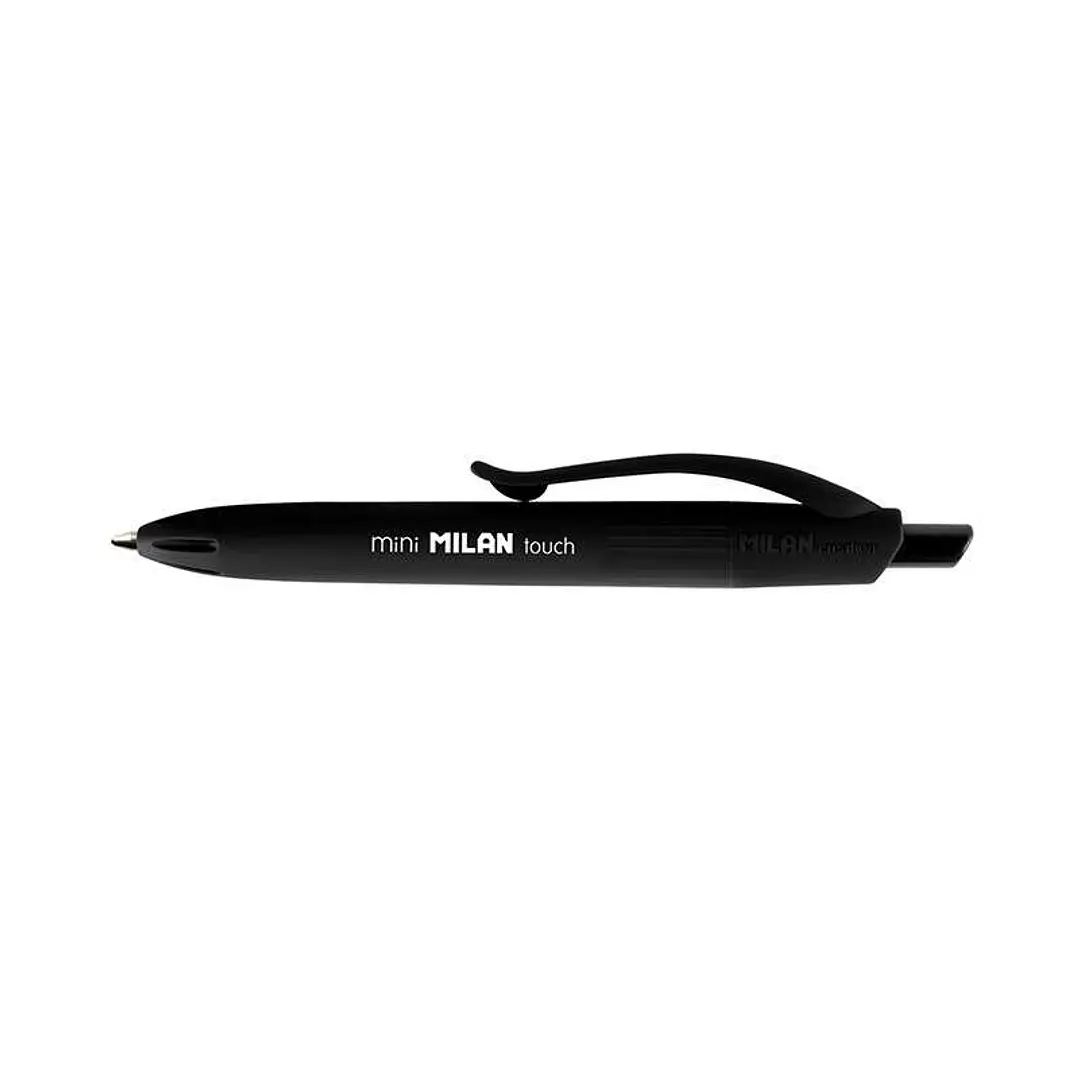 Milan P1 Touch Mini Boligrafo de Bola Retractil - Punta Redonda 1mm - Tinta con Base de Aceite - Escritura Suave - Color Negro 1