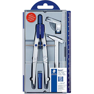 Staedtler Noris 550 02 Compas de Precision - Aguja y Mina Intercambiables - Mecanismo de Ajuste Rapido