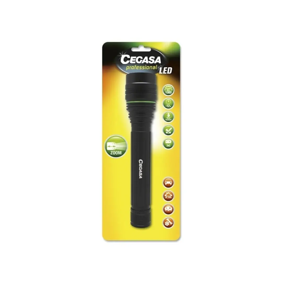 Cegasa Profesional Linterna LED 1000lm - Medidas 22.5 x 5cm - Fabricada en Aluminio - Funciona con 3 Pilas C LR14 (No Incluidas) 1