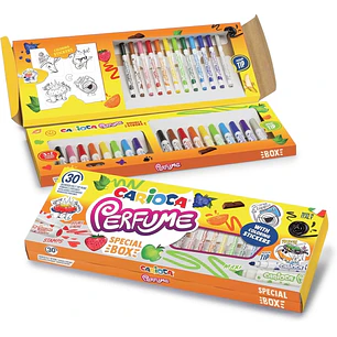 Carioca Perfume Pack de 30 Rotuladores Perfumados - 12 Punta Media, 10 Punta Maxi y 8 Punta Maxi y Punta con Sellos - Ideales para Dibujar y Colorear 