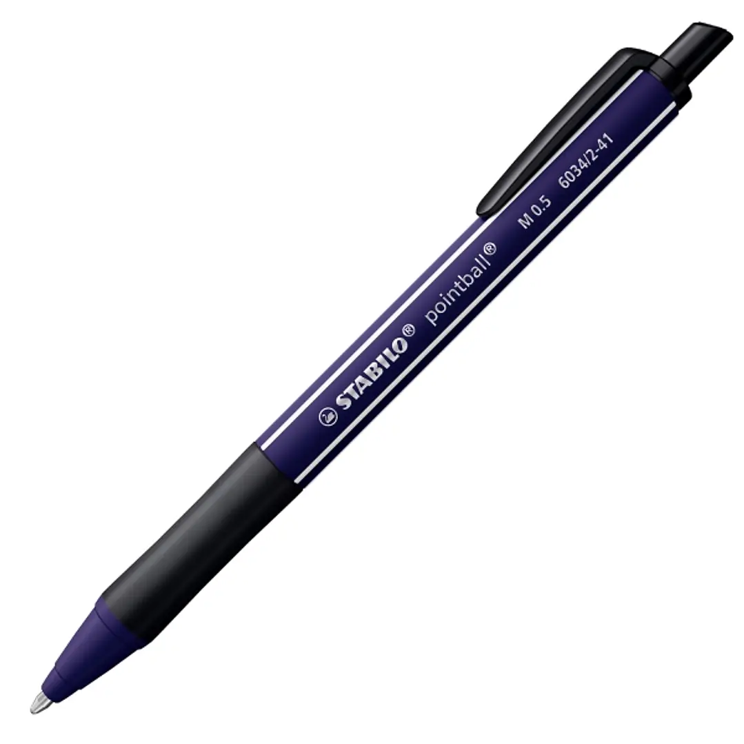 Stabilo Pointball Naturecolors Wildflower Boligrafo Retractil - Trazo 0.5mm - Hecho con 87% Bioplastico - Grip Antideslizante - Recargable - Tinta Azu 1