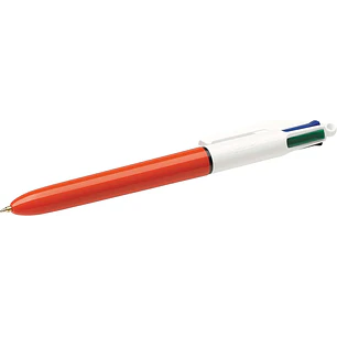 Bic 4 Colours Original Fine Boligrafo de Bola Retractil - Punta de 0.8mm - Trazo de 0.36mm - Tinta con Base de Aceite - Cuerpo Naranja/Blanco - 4 Colo