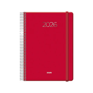 Dohe Denver Agenda Anual - Dia Pagina - Sabado y Domingo misma Pagina - Cierre con Goma Elastica - Tamaño 15x21cm - Color Rojo
