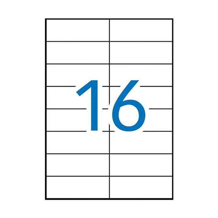 Apli Pack de 1.600 Etiquetas Rectangulares 105x37mm - 100 Hojas por 16 Etiquetas - Adhesivo Permanente - Cantos Rectos - Color Blanco 1