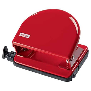 Petrus 52 Taladro Perforador Clasico Metalico - Hasta 20 Hojas - Marcas de Formato - Facil Vaciado - Punzones 5.5mm - Color Rojo