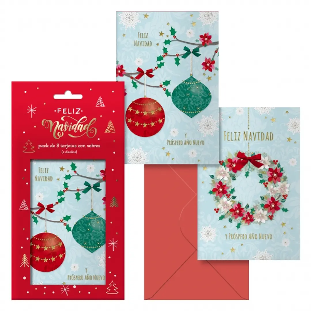 Dohe Adviento Pack de 8 Tarjetas de Felicitacion Navideña con Sobre - 2 Modelos Distintos - Tamaño 12,2x23,5cm - Papel Offset - Impresas a todo Color 1