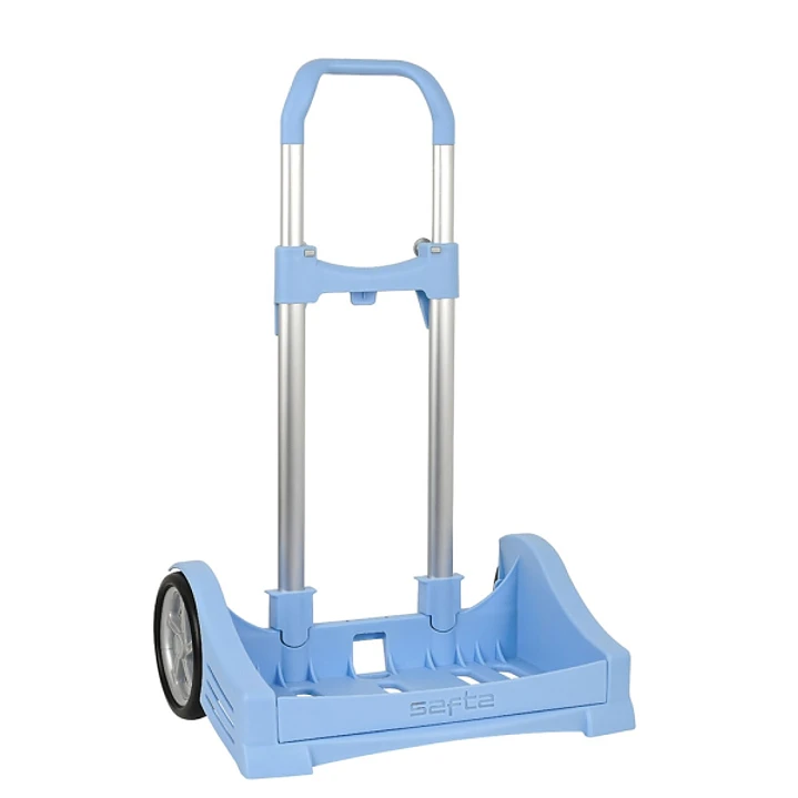Safta Evolution Carro Portamochilas- Sujecion Universal - Ruedas de 14cm Antivibracion - Aluminio/PP - 40x85x28cm - Color Azul Claro 1