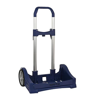 Safta Evolution Carro Portamochilas- Sujecion Universal - Ruedas de 14cm Antivibracion - Aluminio/PP - 40x85x28cm - Color Azul Oscuro
