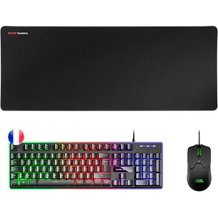 Mars Gaming Pack Premium Teclado Hibrido H-MECH - Raton Ultra Ligero 10K - Alfombrilla XXL - Compatibilidad Universal - Tecnologia H-MECH - Iluminacio