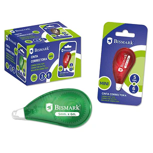 Bismark Mini Cinta Correctora en Seco - Alta Calidad - Correccion Rapida - No Mancha - No Deja Huella en Fotocopias
