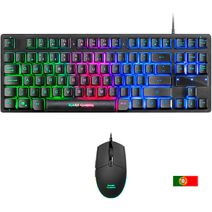 Mars Gaming Combo Gaming MCPTKL - Teclado TKL y Raton Ligero - Iluminacion RGB Breathing & Flow - Tecnologia H-Mech - Hasta 3200 DPI - Switches Mecani
