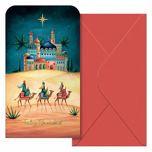Dohe Oriente Pack de 6 Tarjetas/Billeteros de Felicitacion Navideña con Sobre - Tamaño 9x16cm - Papel Offset - Impresas a todo Color