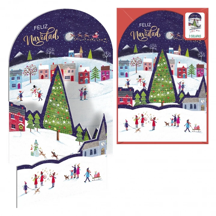 Dohe Mañana de Navidad Pack de 6 Tarjetas Desplegables de Felicitacion Navideña con Sobre - Impresas a todo Color 1