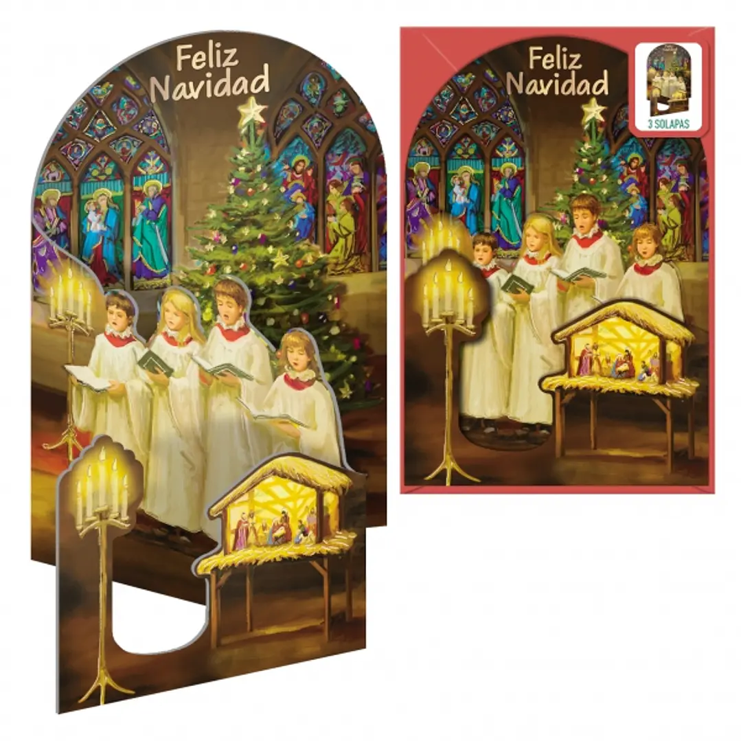 Dohe Cantando a la Navidad Pack de 6 Tarjetas Desplegables de Felicitacion Navideña con Sobre - Impresas a todo Color 1