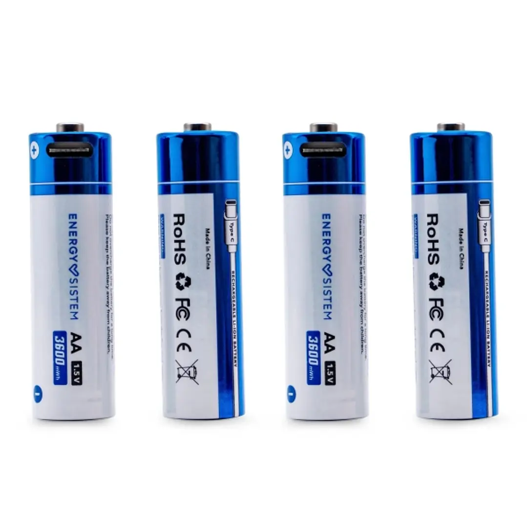 Energy Sistem Charge Pro C Pack de 4 Pilas Recargables USB-C - 3405mWh - 2270mAh - AA  - 2.5V - Carga Por USB-C 1