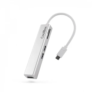Coolbox miniDock 5 en 1 USB-C a HDMI /2xUSB3.0/1xMicroSD/1xSDPD - 0.14m - Color Gris Metalizado