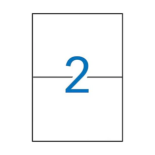 Apli Pack de 200 Etiquetas Rectangulares 210x148mm - 100 Hojas por 2 Etiquetas - Adhesivo Permanente - Cantos Rectos - Color Blanco