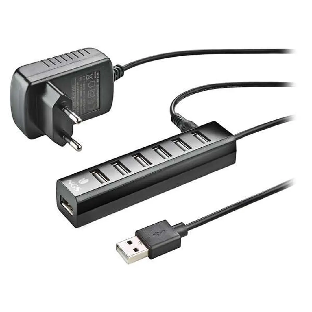 NGS Ihub7 Tiny Hub USB 2.0 - 7 Puertos USB 2.0 - Adaptador de Corriente - Velocidad hasta 480Mbps 1