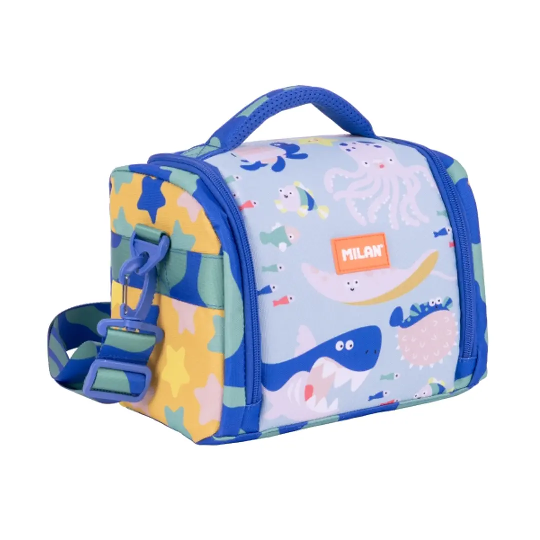 Milan Blue Odyss Bolsa Isotermica Porta Alimentos de 5L - Gran Capacidad - Apertura Total - 24.5x20x16cm - Multicolor 1