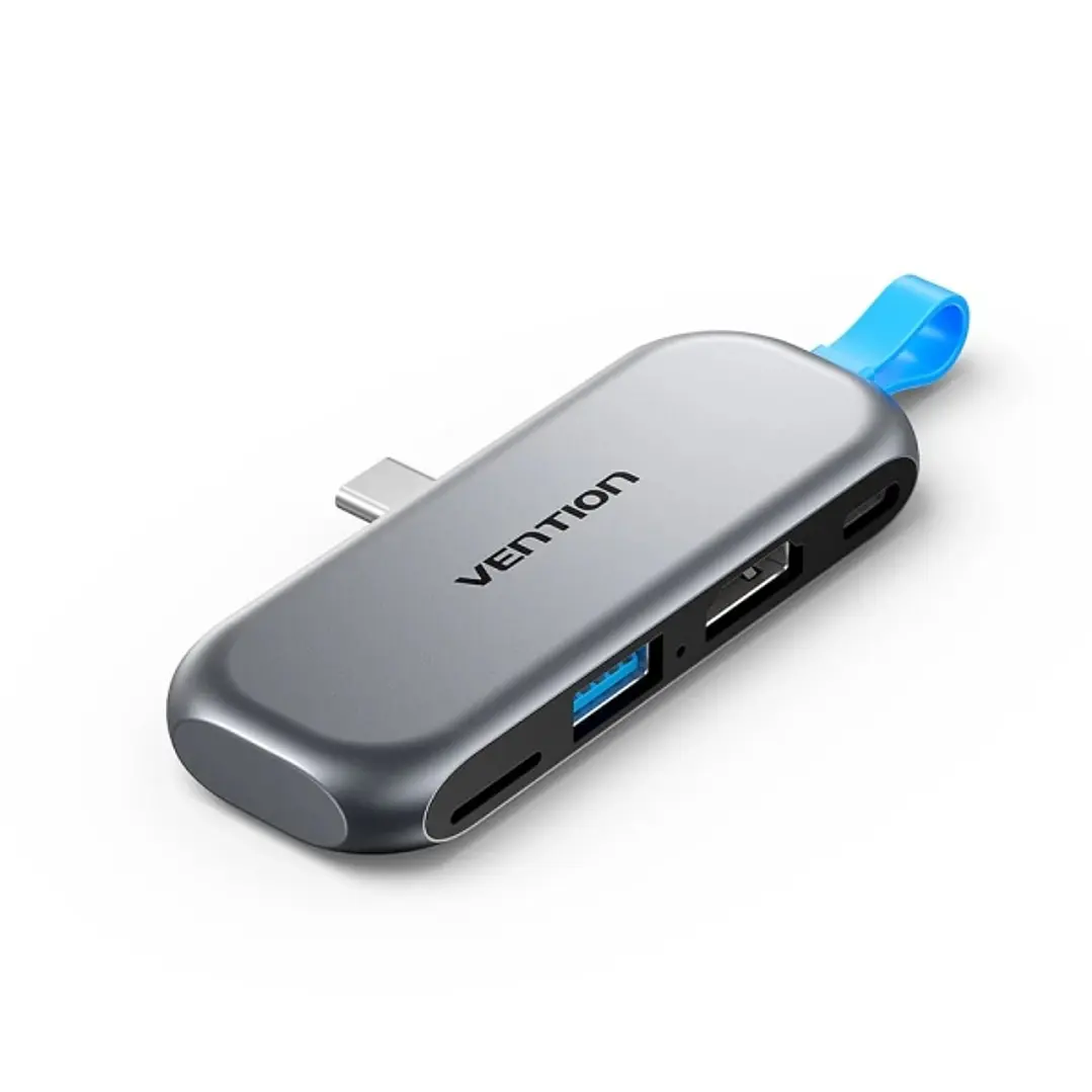 Vention Estacion de Docking - Acoplamiento sin Cables con USB-C Macho - Power Delivery 100W - HDMI 4K - USB-C - USB-A - Tarjeta TF - Color Gris 1