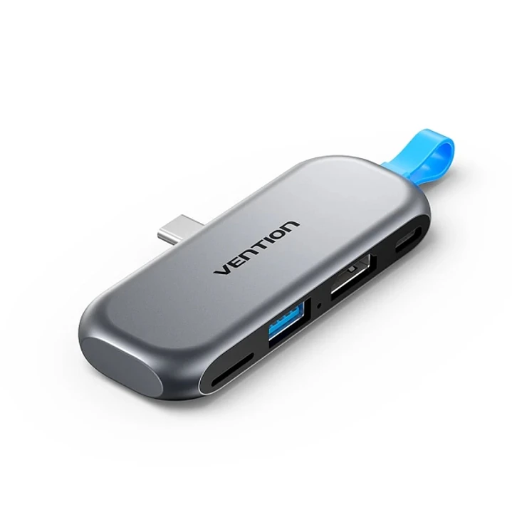 Vention Estacion de Docking - Acoplamiento sin Cables con USB-C Macho - Power Delivery 100W - HDMI 4K - USB-C - USB-A - Tarjeta TF - Color Gris 1