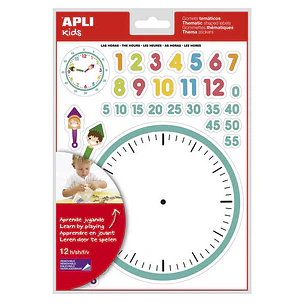 Apli Gomets Tematicos las Horas - 360 Gomets en 12 Hojas - Ayuda en el Aprendizaje de las Horas y Habilidades Motoras - Adhesivo Removible - Ideal par