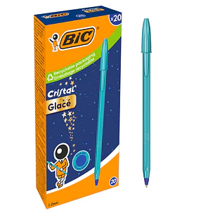 Bic Cristal Glace Boligrafo de Bola - Cuerpo Opaco en Color Azul Metalizado Mate - Punta Redonda de 1mm - Trazo 0.4mm - Tinta con Base de Aceite - Col