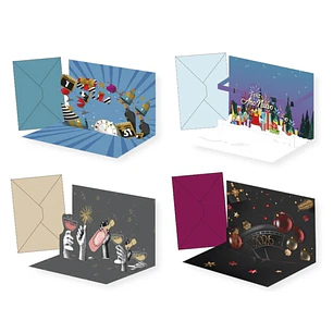 Bismark Tarjeta Pop Up de Felicitacion de Año Nuevo con Sobre - Decorada con Foil y Relieves Pop Up