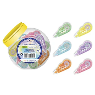 Bismark Mini Cinta Correctora Pastel 5mm x 5m - Correccion Instantanea - No Deja Huella en Fotocopias