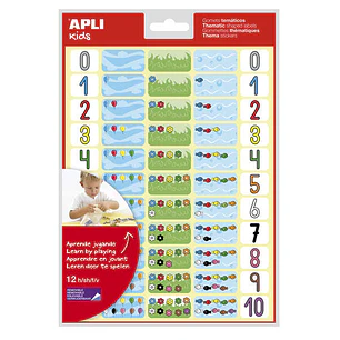 Apli Gomets Tematicos los Numeros - 660 Gomets en 12 Hojas - Ayuda a Identificar y Cuantificar Numeros - Adhesivo Removible - Ideal para Escuelas - Ad