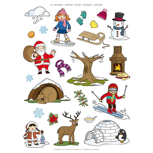 Apli Gomets Tematicos el Invierno - 276 Gomets en 12 Hojas - Ilustraciones Educativas - Adhesivo Removible - Ideal para Escuelas - Adhesivo Base Agua 