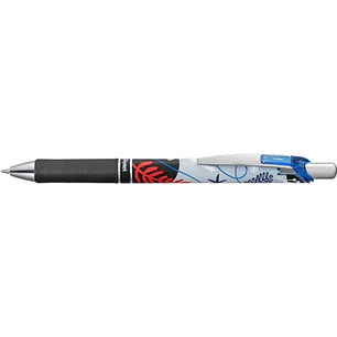 Pentel Energel Boligrafo de Tinta Gel Retractil 0.7mm - Trazo 0.35mm - Recargable - Grip de Agarre - Tinta Color Azul - Diseños Florales Japoneses