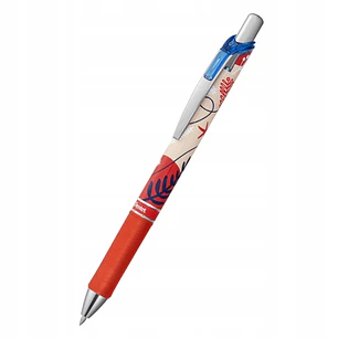Pentel Energel Boligrafo de Tinta Gel Retractil 0.7mm - Trazo 0.35mm - Recargable - Grip de Agarre - Tinta Color Azul - Diseños Florales Japoneses