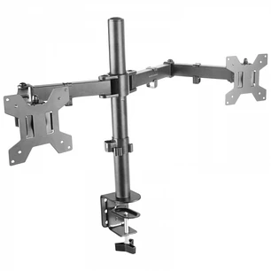Mars Gaming MARM2 Soporte Monitor Dual - Brazos Articulados - Gestion de Cableado - Ajuste de Altura - Estructura Robusta - Rotacion 360º - Color Negr