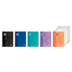 Oxford Cuaderno de Espiral - Formato A4+ - 120 Hojas - Cuadricula 5x5mm - Tapa de Plastico - Colores Vivos Surtidos