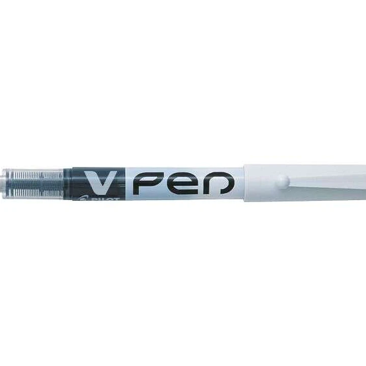 Pilot Pluma Estilografica V-Pen Desechable Tinta Liquida - Punta de Acero - Trazo de 0.5mm - Color Negro 1