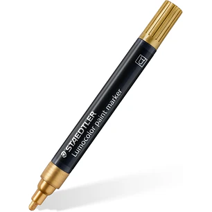 Staedtler Lumocolor 349 Marcador Acrilico Permanente - Trazo 2.4 mm Aprox - Tinta Base de Agua - Color Oro