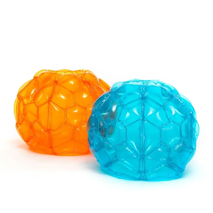 Innovagoods Bumpoy Pack de 2 Burbujas Hinchables de 62cm para Chocar - Resistente al Agua - Incluye Parche de Reparacion - PVC - Color Azul y Naranja 1