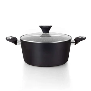 Orbegozo CFM 2022 Fundicook Cacerola de Aluminio Forjado con Capacidad de 5.09L - Antiadherente Libre de Pfoa - Mango Ergonomico y Tapa de Cristal Tem