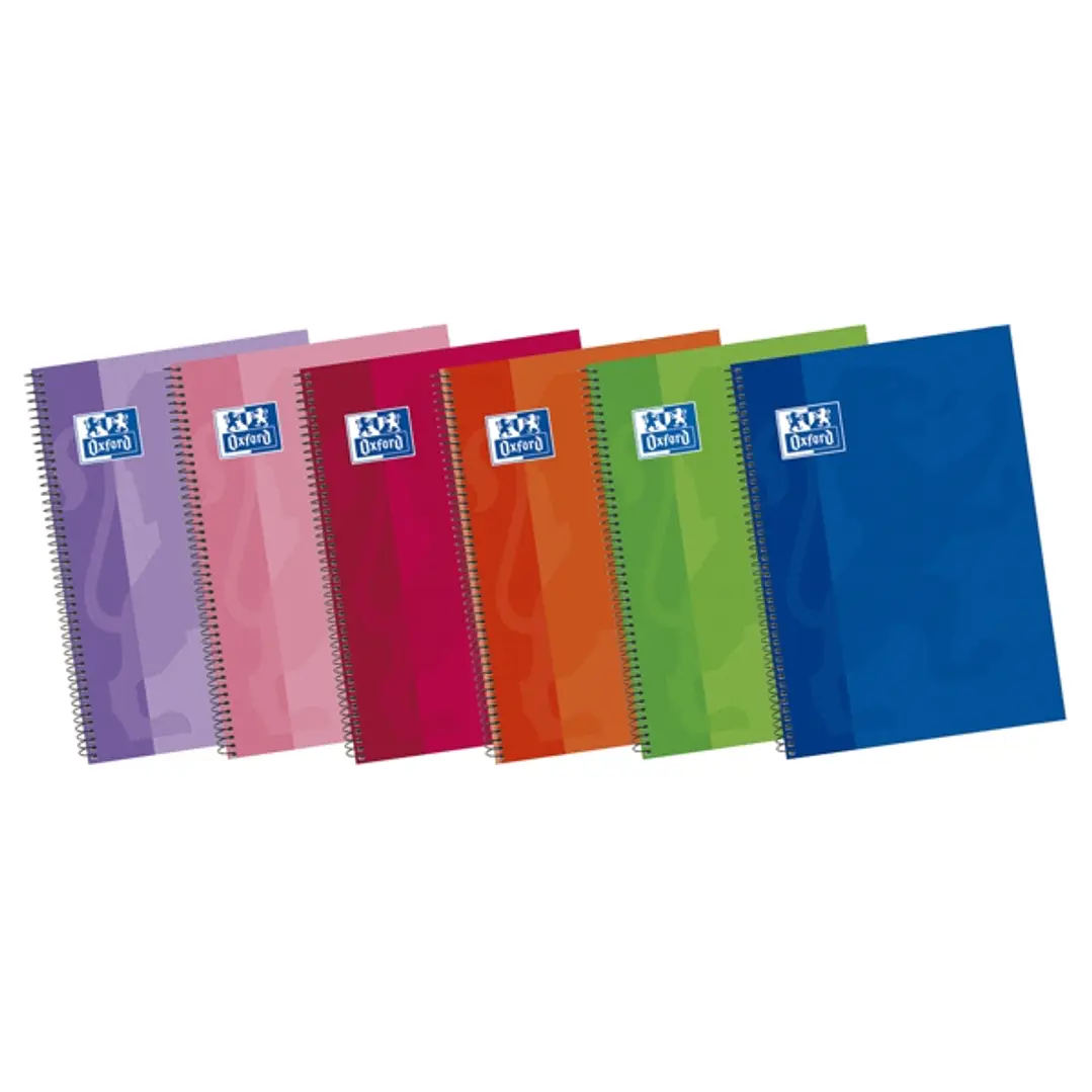 Oxford School Classic Write&Erase Fº Cuaderno Espiral - Tapa Extradura - Pauta 3.5mm con Margen - 80 Hojas - Colores Surtidos 1