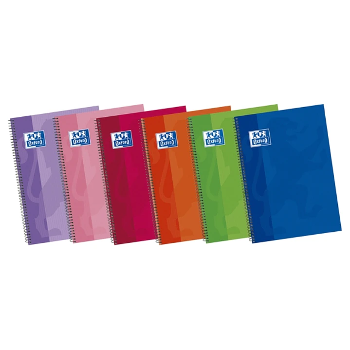 Oxford School Classic Write&Erase Fº Cuaderno Espiral - Tapa Extradura - Pauta 3.5mm con Margen - 80 Hojas - Colores Surtidos 1