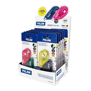 Milan Pocket Acid Expositor de 24 Cintas Correctoras en Blisters de 2uds. 4,2mm x 5m - Correcion en Seco - Rapida, Limpia y Precisa - Para todo Tipo d