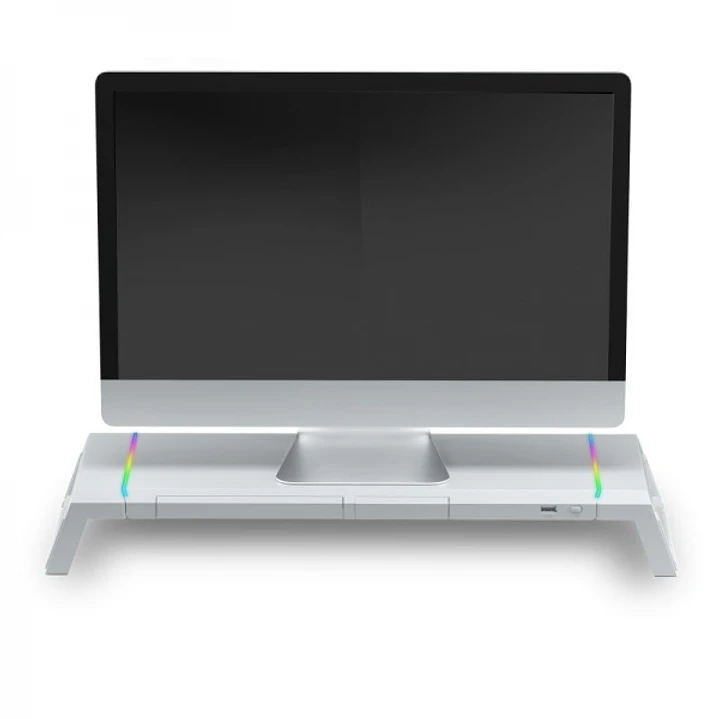 Mars Gaming MGS-ONE Soporte Monitor - Iluminacion CHROMA RGB - Tamaño Ajustable - Ergonomia Optima - Conector USB 2.0 - Stand para Smartphone - Color  1