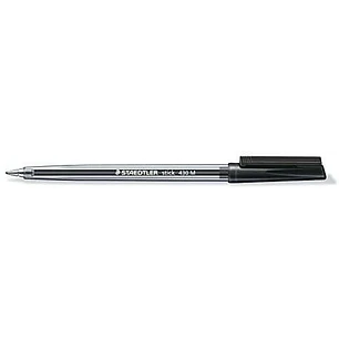 Staedtler Stick 430 Boligrafo con Capuchon - Punta 0.35mm - Tinta Endeleble - Color Negro