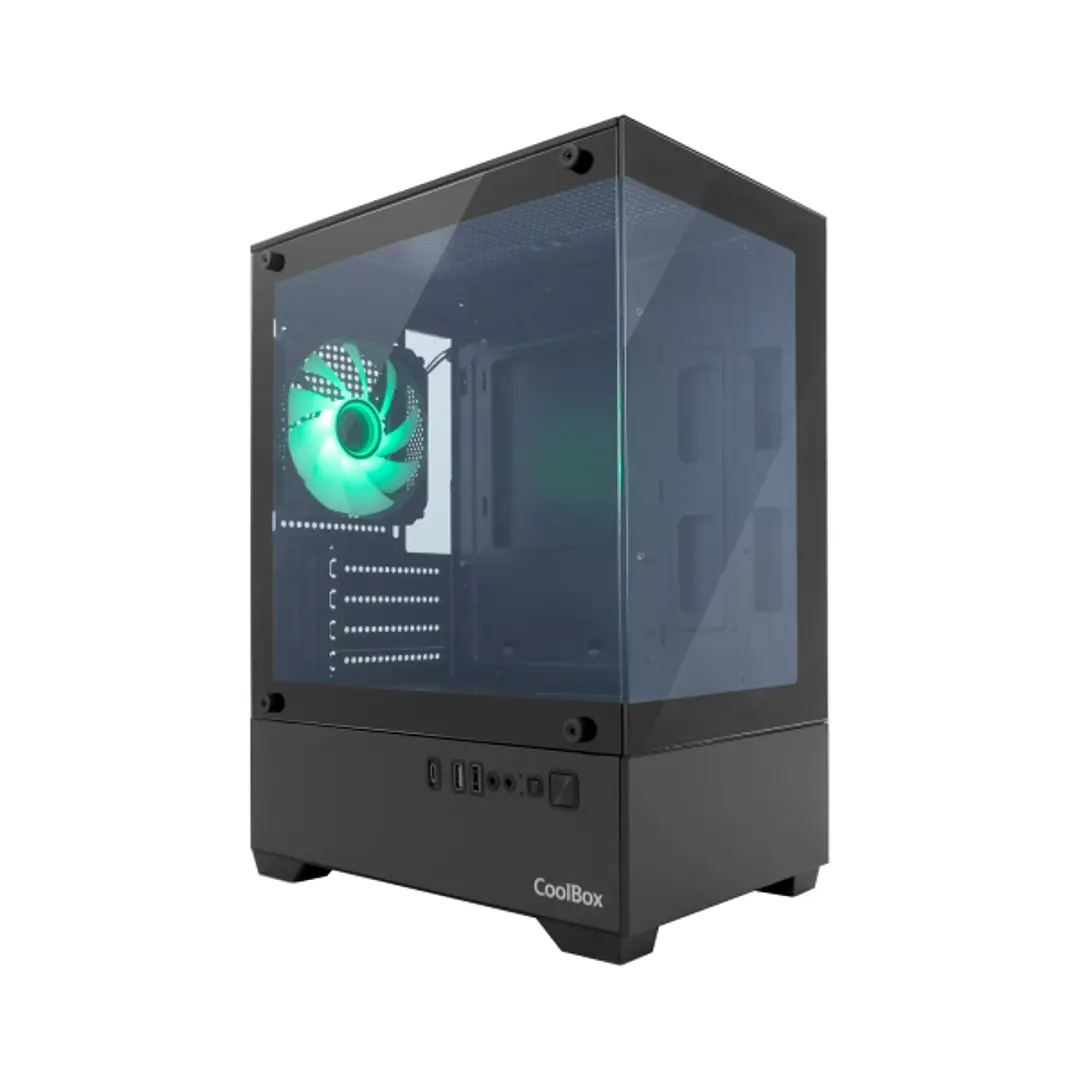 Coolbox GM200 Vision Lite Caja Mini Torre Micro ATX, Mini-ITX - Frontal y Lateral Cristal Templado - Tamaño HDD 3.5
